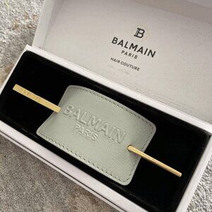 Authentic Balmain Hair Barrette Mint Leather hair accessories for women